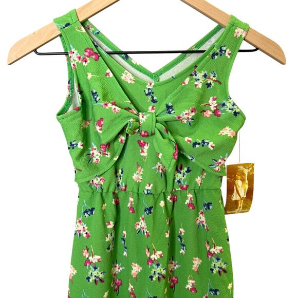 Girls Green Floral Hi-Low Sundress Size 7 Sleeveless‎ V Neck Summer Casual - Picture 2 of 8